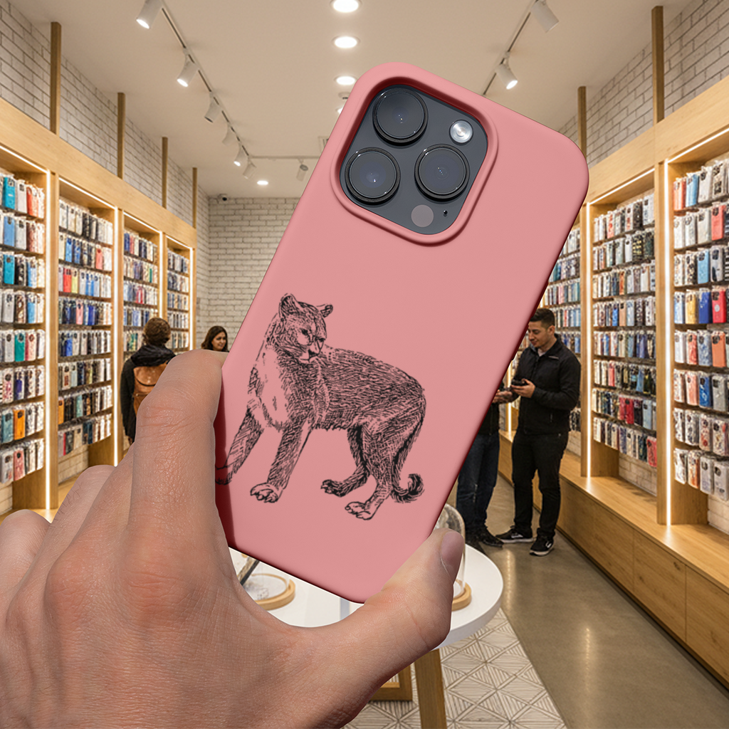 Siyah Beyaz Vahşi Kedi Eskiz Çizimi iPhone 16 Pro ve Pro Max Kılıfı