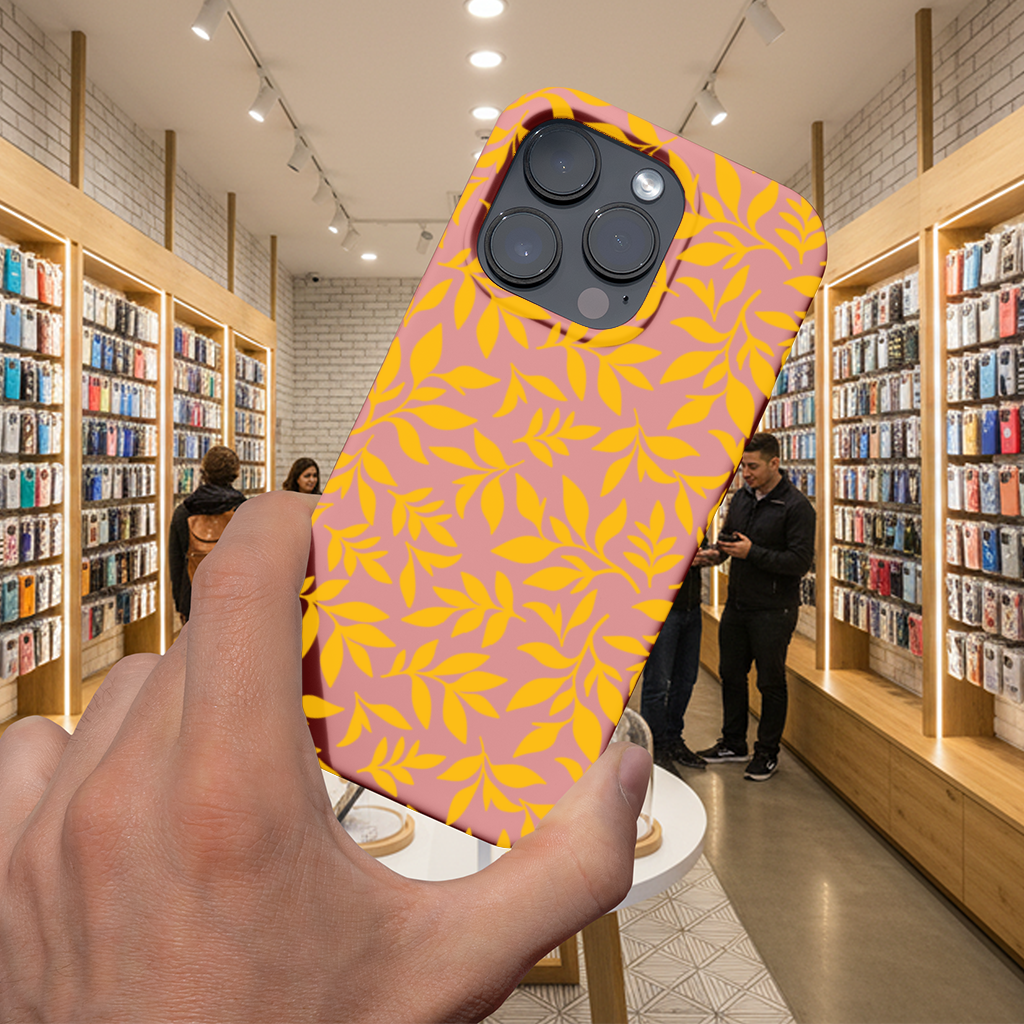 Hardal Sarısı Botanik Yapraklar iPhone 16 Pro Max Kılıfı