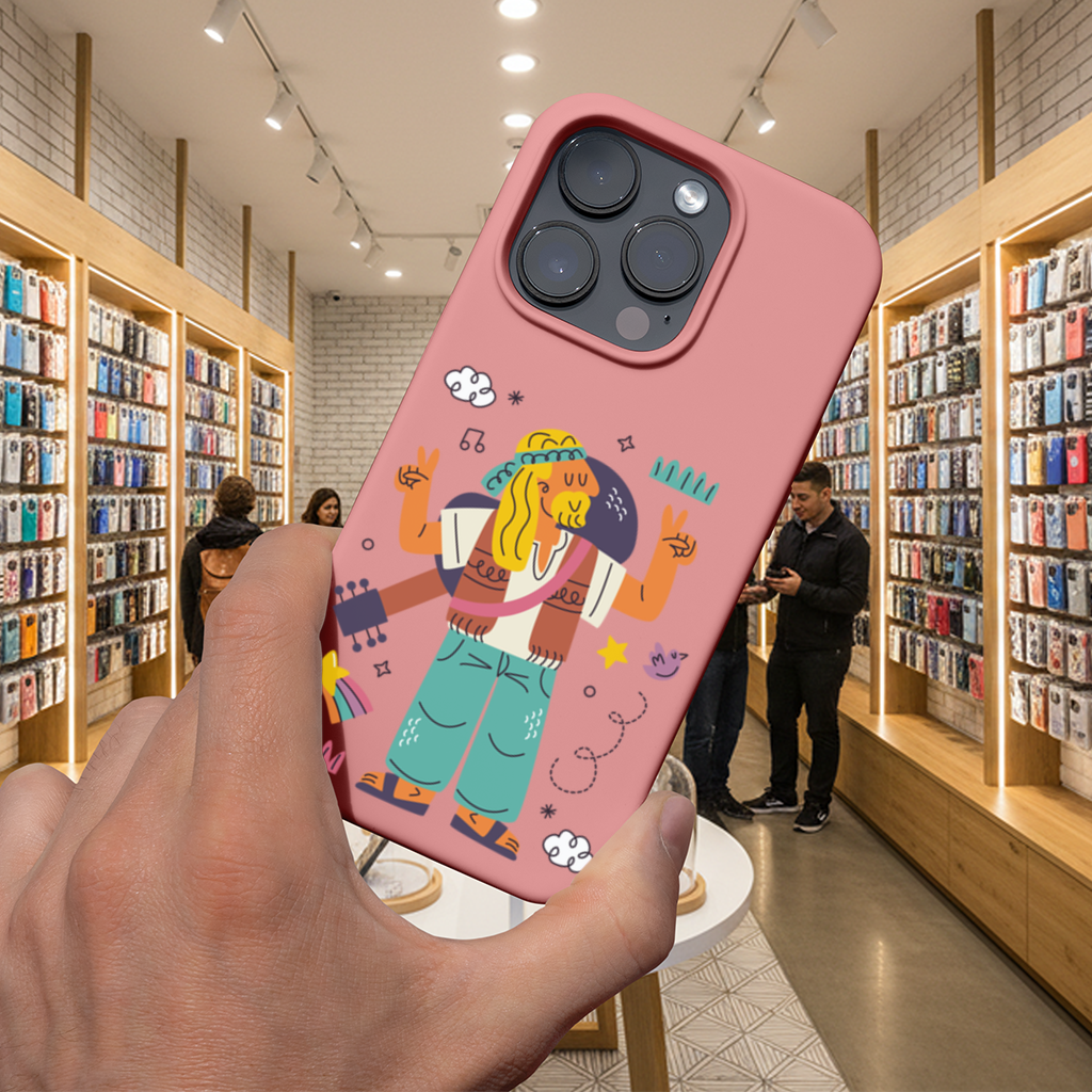 Retro Hippie Karakteri iPhone 16 Pro Max Kılıfı